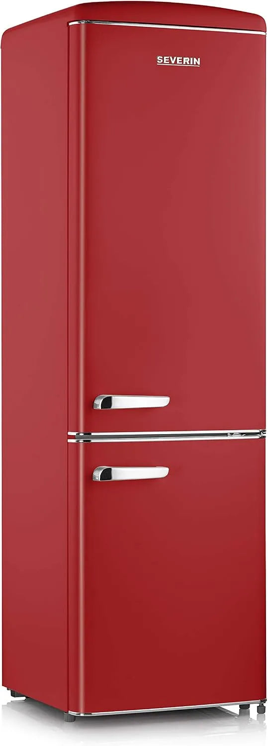 Severin Congelatore, 1 a 7 °C, 39 dB, classe energetica D, vano congelatore, freezer verticale, rosso, design retrò con applicazioni cromate, RKG 8917